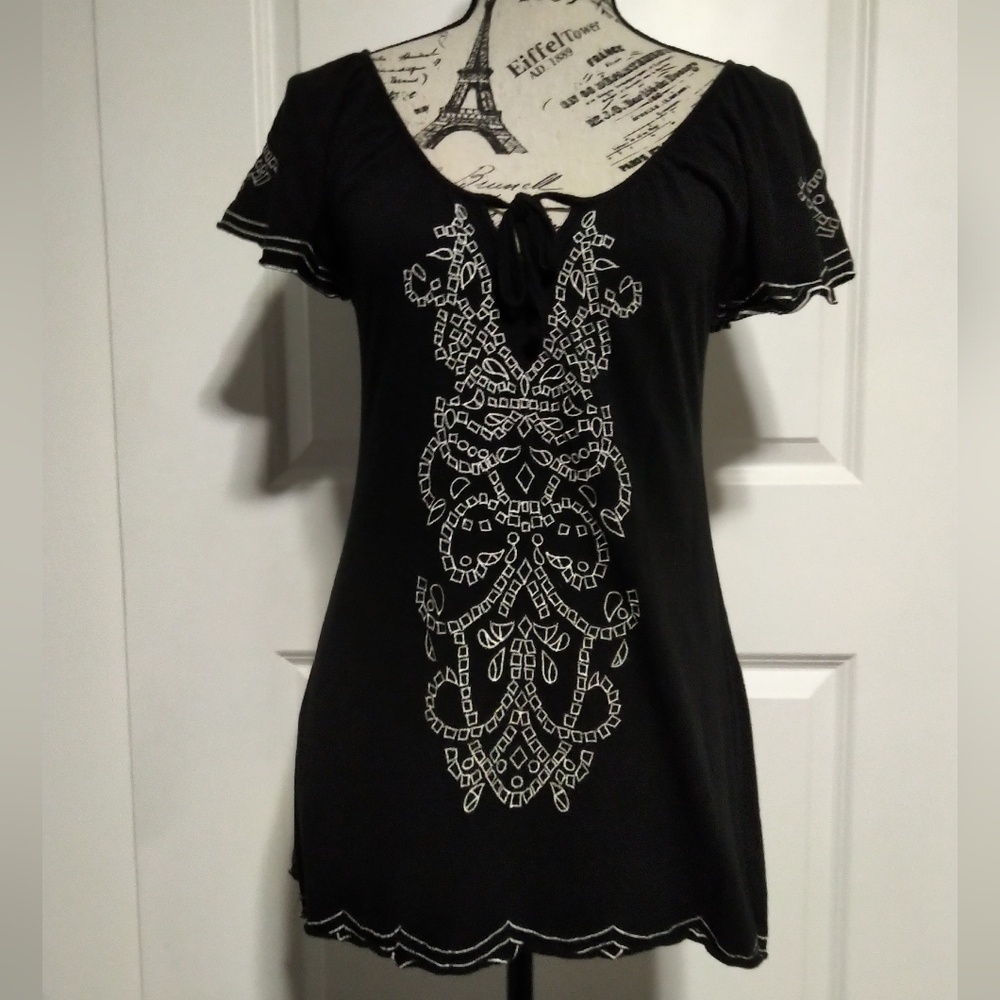 BCBGMaxAzria Elegant Black Dressy Top - Size S